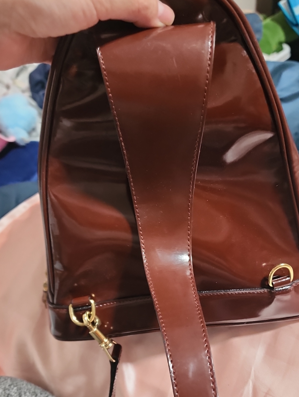 GUCCI Brown Leather Backpack with Gold Hardware - Picture 9 of 12